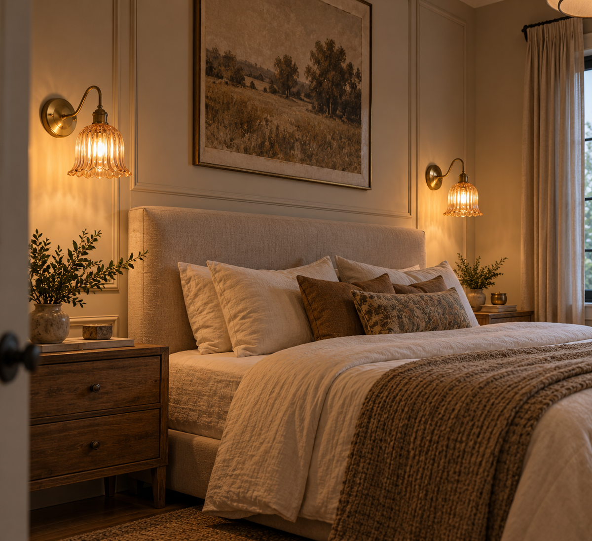 The Ashbourne Brass & Glass Wall Light
