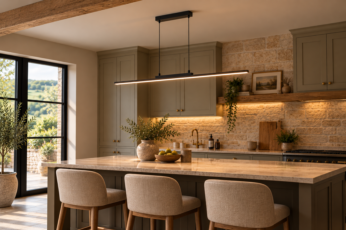 The Cotswold Ashford Linear Pendant Island Light