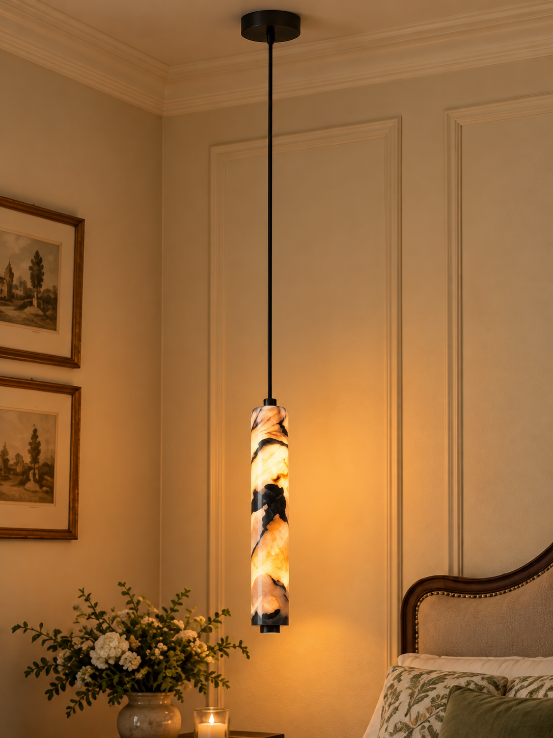 The Cotswold Blackstone Natural Stone Pendant Light